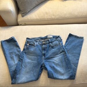 AG Blue Denim Jeans Distressed Mari Crop Slim Straight size 30